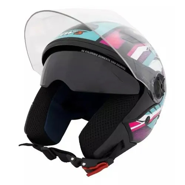 CAPACETE X OPEN UP FOX ROSA/AZUL N56 - FW3 - Imagem 3