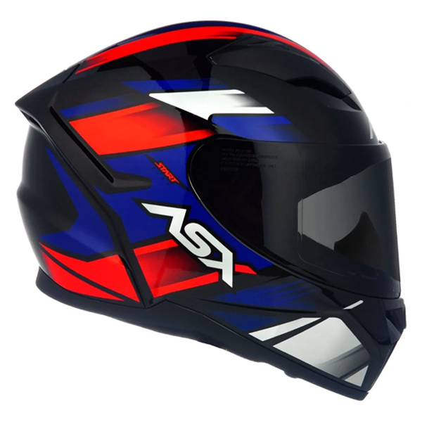 Capacete Asx City Start Preto Vermelho Azul 58/M - Imagem 4