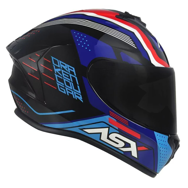 Capacete Asx Draken Cougar Brilho Preto/azul/vermelho 60 - Imagem 4